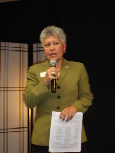 WDVA (Washington State Department of Veterans Affairs) "Alfie" Alvarado addresses chapter at October 2014 chapter lunch