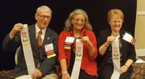 Columbia River Chapter President, Evelyn Brady (right), with other 2015 Five Star award winners from Olympia and Kitsap chapters. The awards were presented in Arlington, VA on October 24, 2016.This year's streamer is unique as it is the first year MOAA starts adding year plates rather than issuing a whole new streamer.
